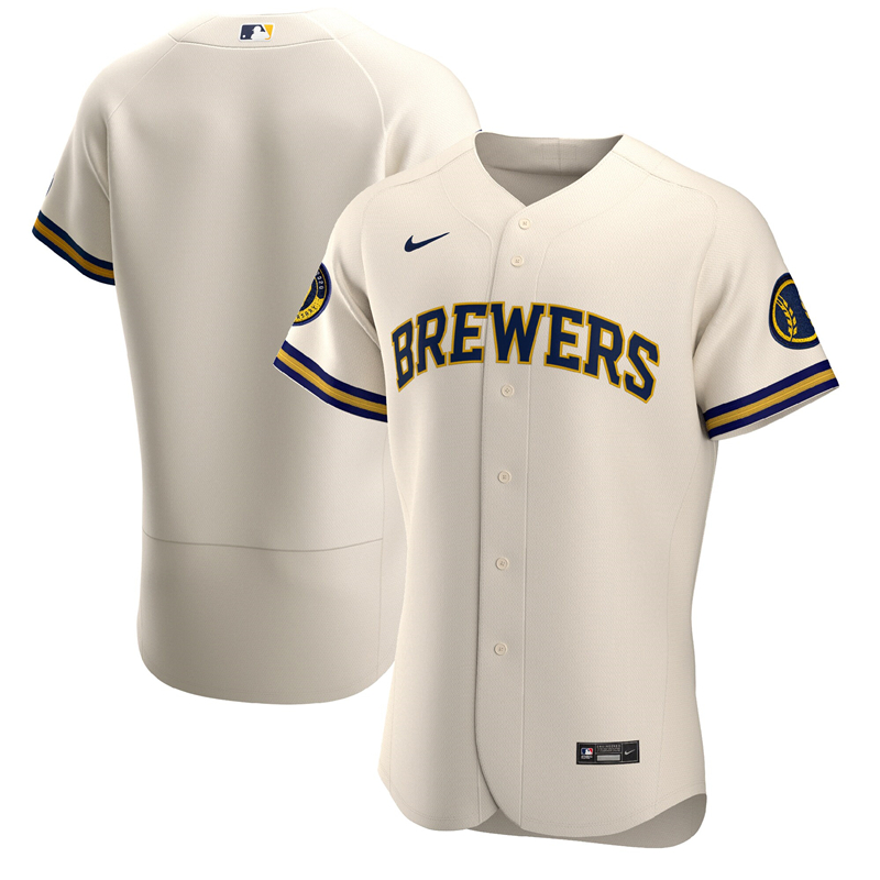 2020 MLB Men Milwaukee Brewers Nike Cream Home 2020 Authentic Team Jersey 1